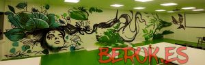 pintura mural oficinas optima plantas lineal pajaros